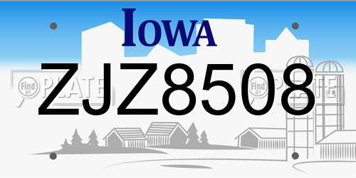 ZJZ8508 Iowa License Plate