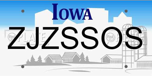 ZJZSSOS Iowa License Plate