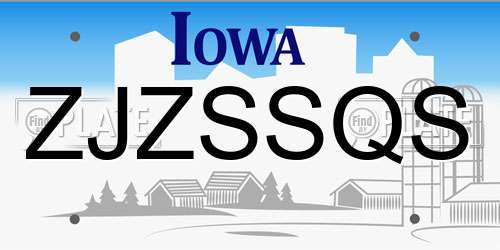 ZJZSSQS Iowa License Plate