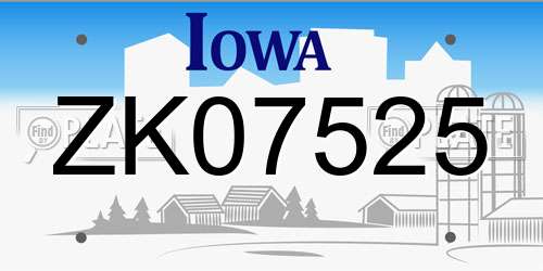 ZK07525 Iowa License Plate