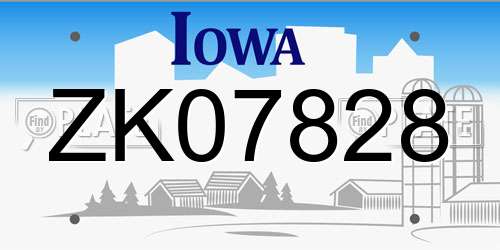 ZK07828 Iowa License Plate