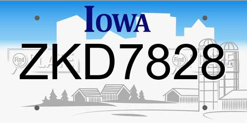 ZKD7828 Iowa License Plate