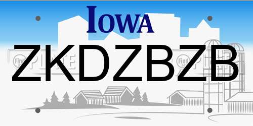 ZKDZBZB Iowa License Plate