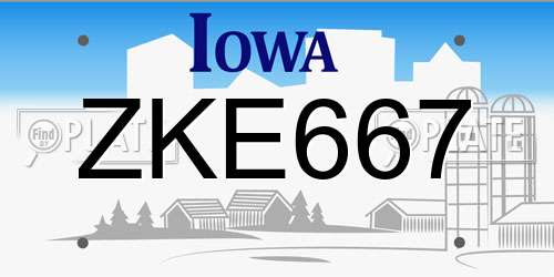 ZKE667 Iowa License Plate