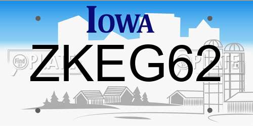 ZKEG62 Iowa License Plate