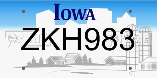 ZKH983 Iowa License Plate