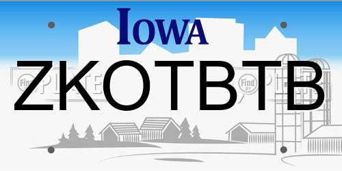 ZKOTBTB Iowa License Plate