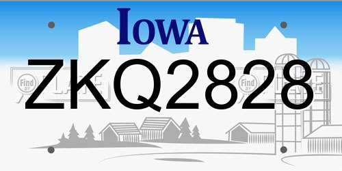 ZKQ2828 Iowa License Plate