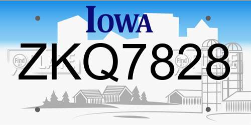 ZKQ7828 Iowa License Plate