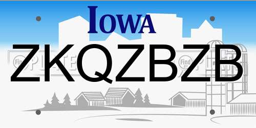 ZKQZBZB Iowa License Plate