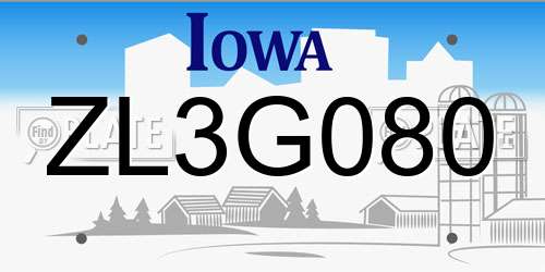 ZL3G080 Iowa License Plate