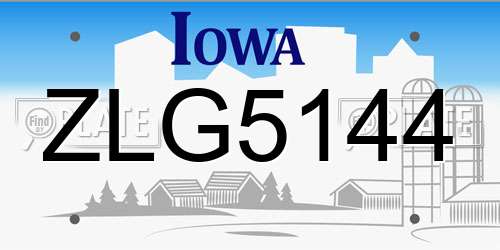 ZLG5144 Iowa License Plate
