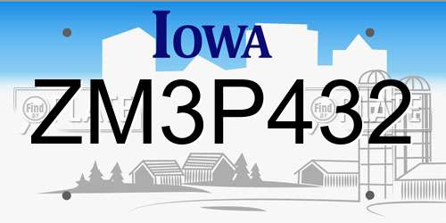 ZM3P432 Iowa License Plate