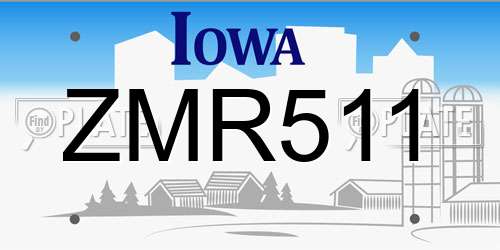 ZMR511 Iowa License Plate