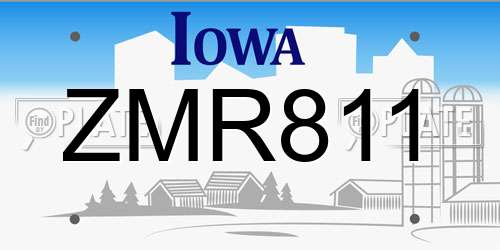 ZMR811 Iowa License Plate
