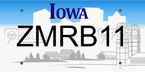 ZMRB11 Iowa License Plate