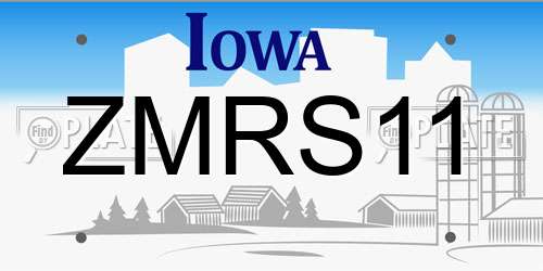 ZMRS11 Iowa License Plate