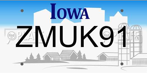 ZMUK91 Iowa License Plate