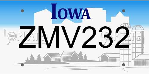 ZMV232 Iowa License Plate