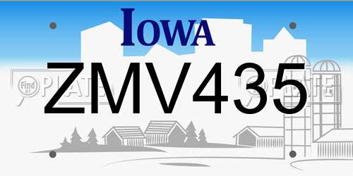 ZMV435 Iowa License Plate