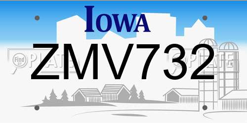 ZMV732 Iowa License Plate