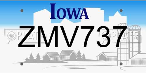 ZMV737 Iowa License Plate