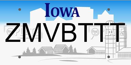 ZMVBTTT Iowa License Plate