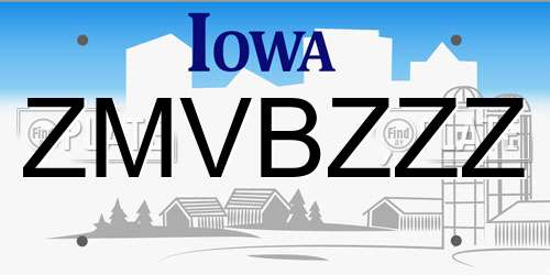 ZMVBZZZ Iowa License Plate
