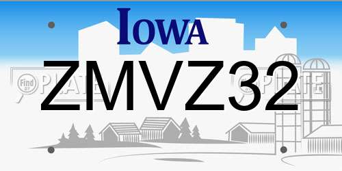 ZMVZ32 Iowa License Plate