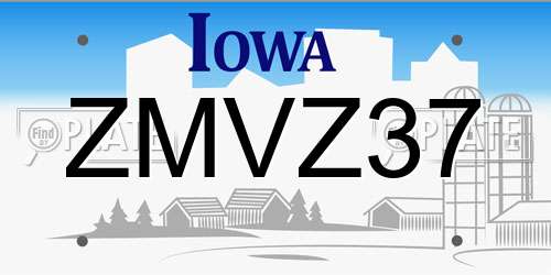 ZMVZ37 Iowa License Plate