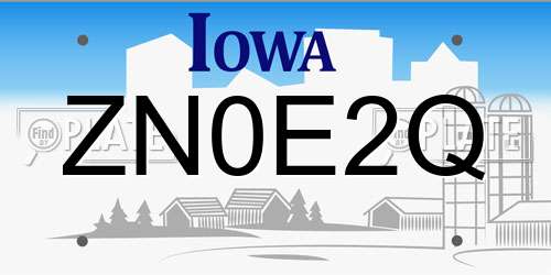 ZN0E2Q Iowa License Plate