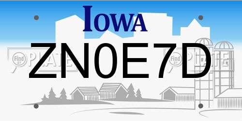 ZN0E7D Iowa License Plate