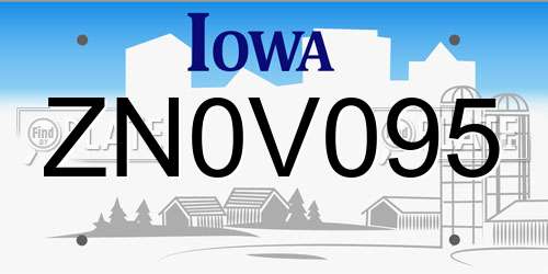 ZN0V095 Iowa License Plate
