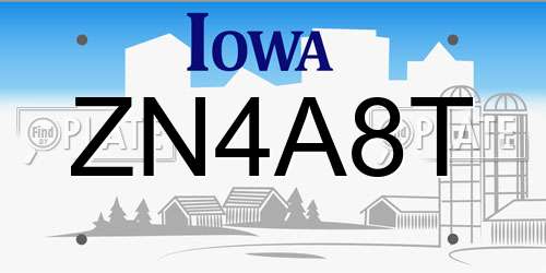 ZN4A8T Iowa License Plate