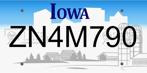 ZN4M790 Iowa License Plate