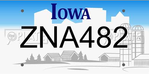 ZNA482 Iowa License Plate