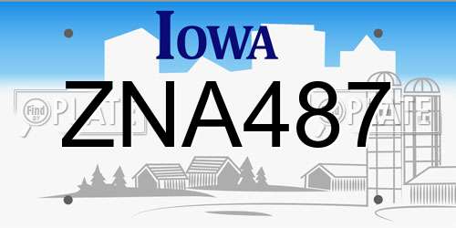 ZNA487 Iowa License Plate