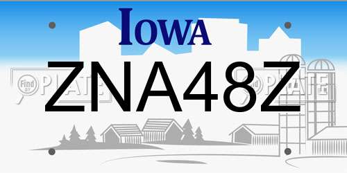 ZNA48Z Iowa License Plate