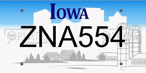 ZNA554 Iowa License Plate