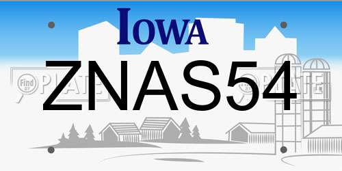 ZNAS54 Iowa License Plate
