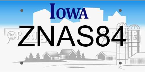 ZNAS84 Iowa License Plate