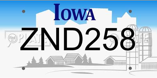 ZND258 Iowa License Plate