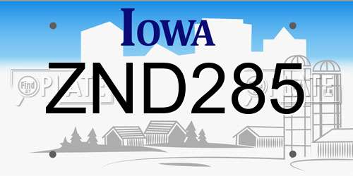 ZND285 Iowa License Plate