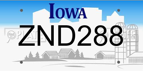 ZND288 Iowa License Plate