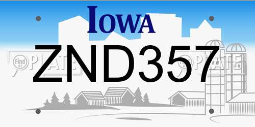 ZND357 Iowa License Plate