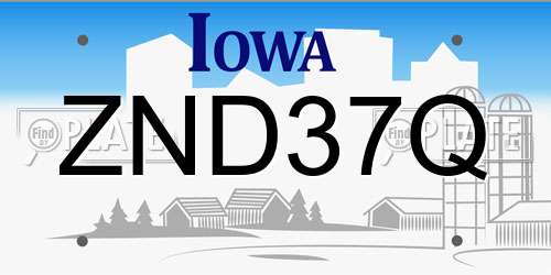 ZND37Q Iowa License Plate