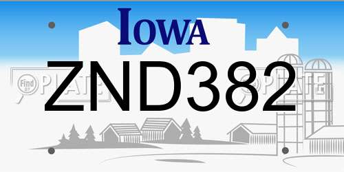 ZND382 Iowa License Plate