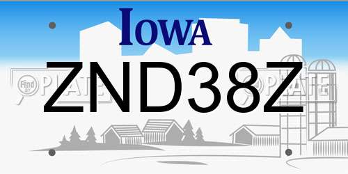ZND38Z Iowa License Plate