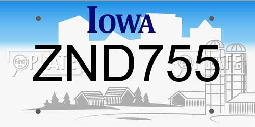 ZND755 Iowa License Plate