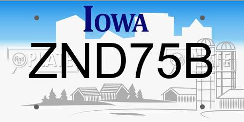 ZND75B Iowa License Plate